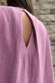 Pure Cotton Santos Keyhole Drape Back Top Indian Pink